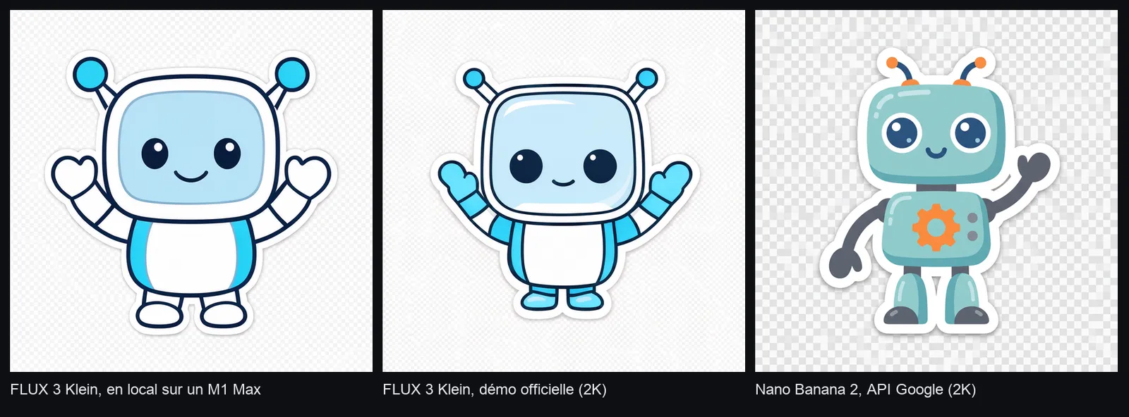 Un autocollant transparent chez FLUX 3 Klein et Nano Banana 2