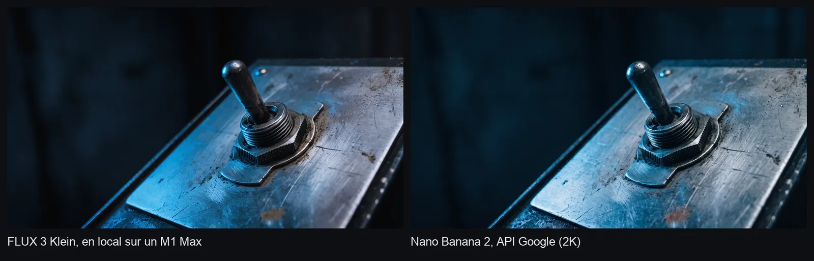 La même retouche chez FLUX 3 Klein et Nano Banana 2
