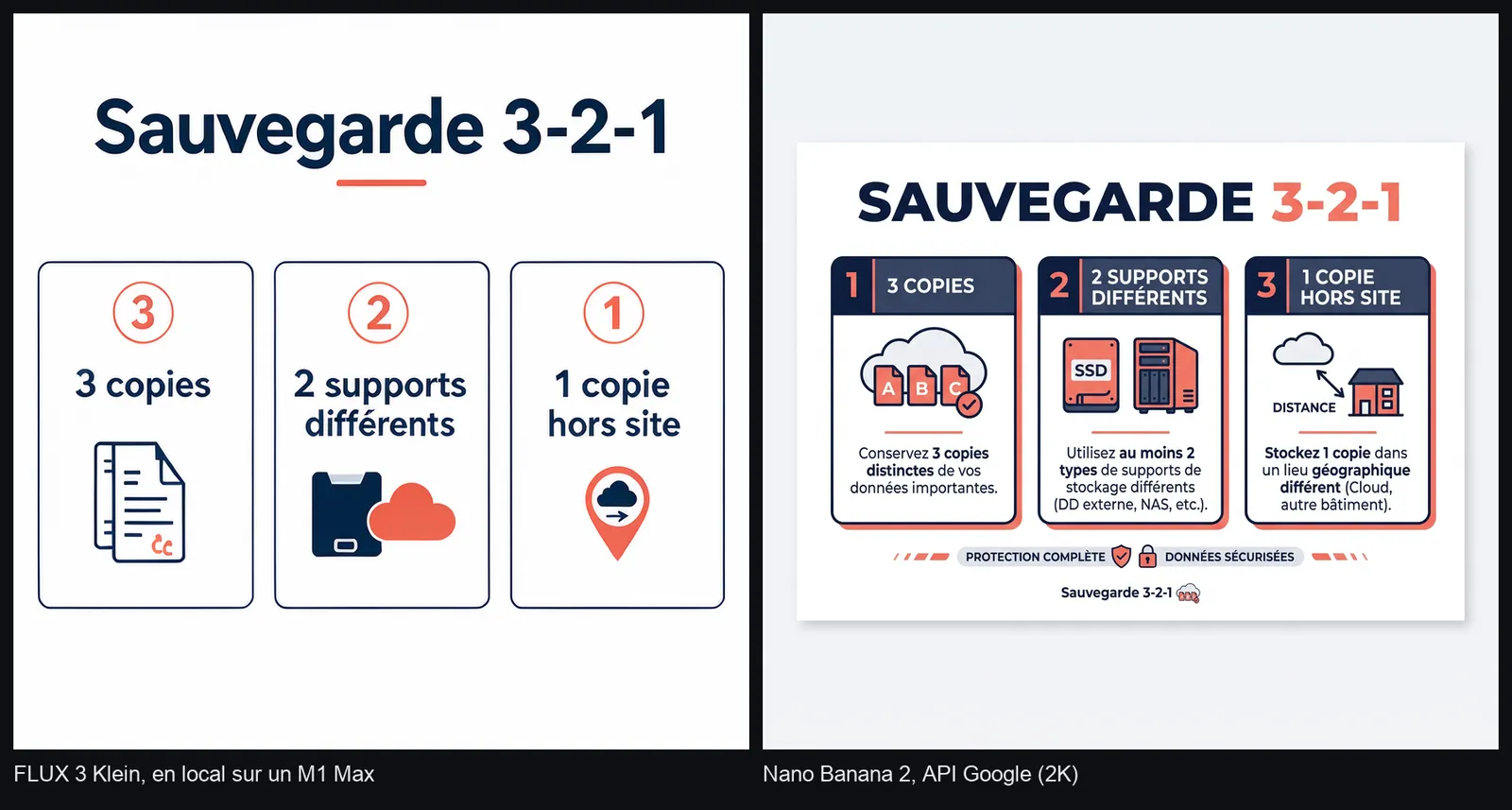 Une affiche en français chez FLUX 3 Klein et Nano Banana 2