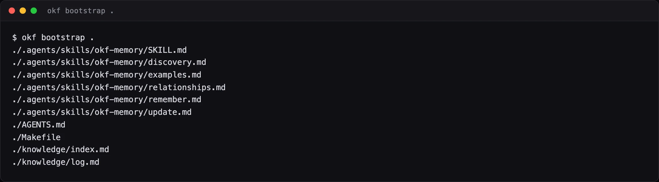Les dix fichiers posés par la commande bootstrap