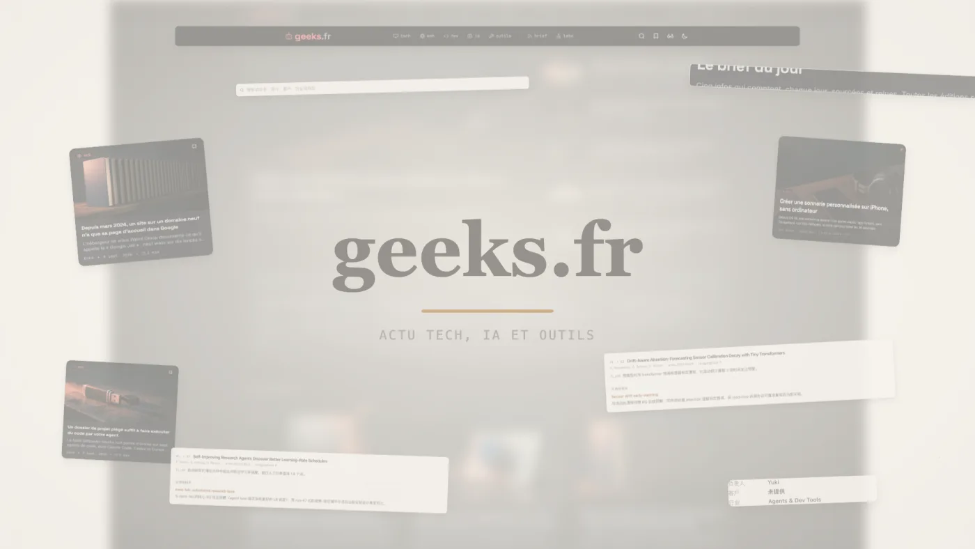 Le plan final de notre vidéo : le logotype geeks.fr, avec des panneaux chinois encore visibles autour
